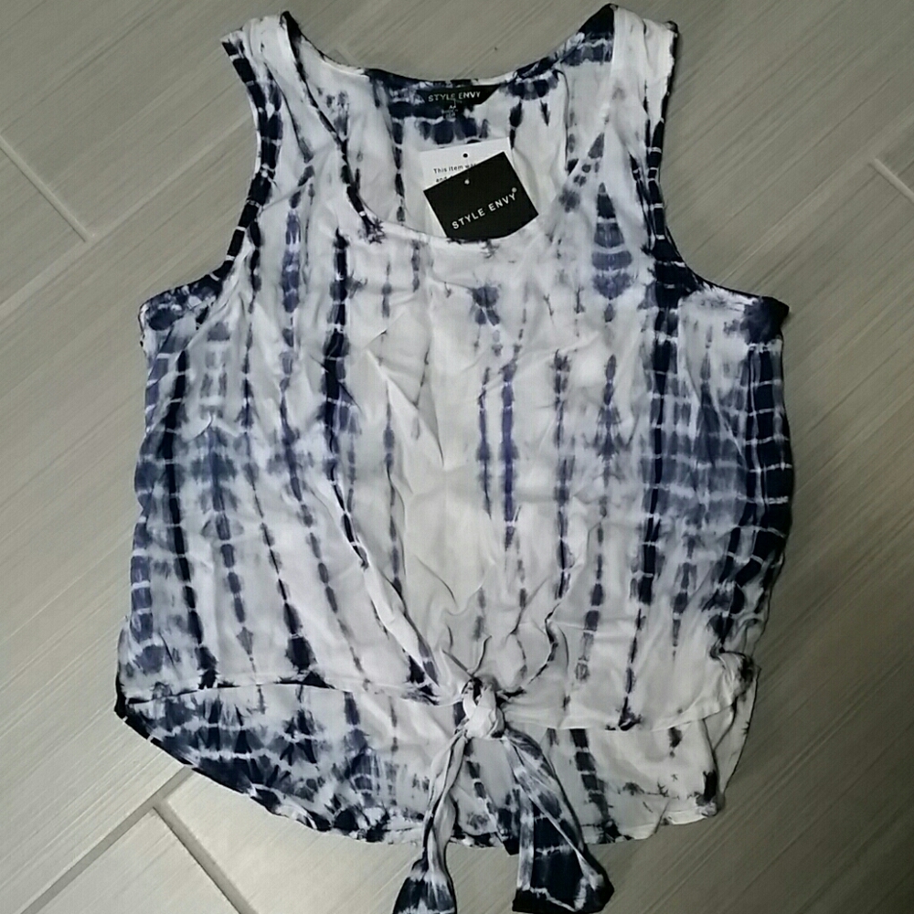 Blue tie dye tank